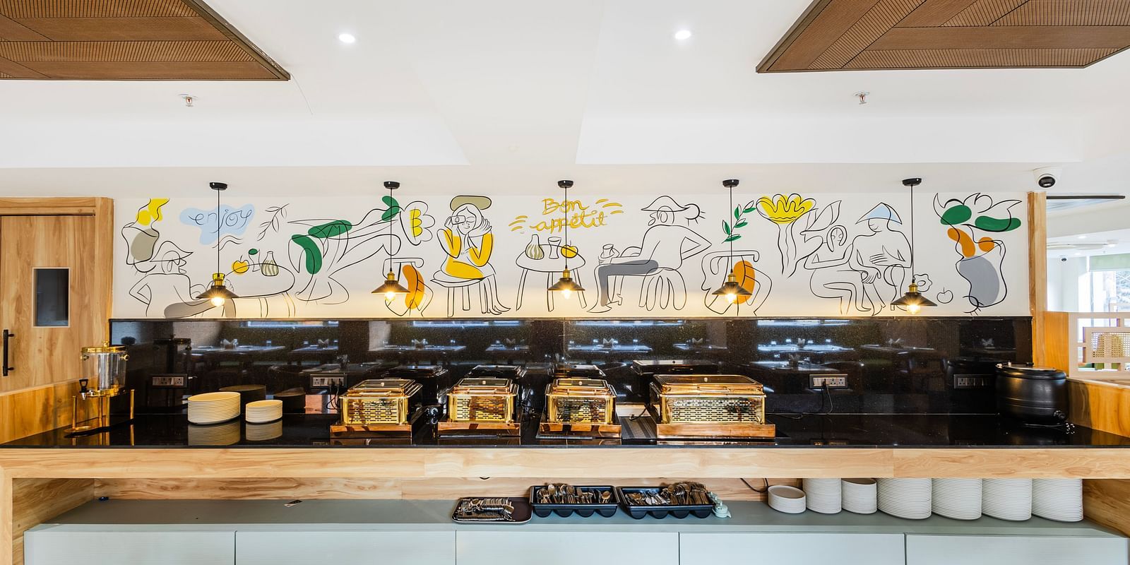 Lemonridge Hotels, KPHB | Buffet setup with various food warmers and displays. Ready for serving meals.
